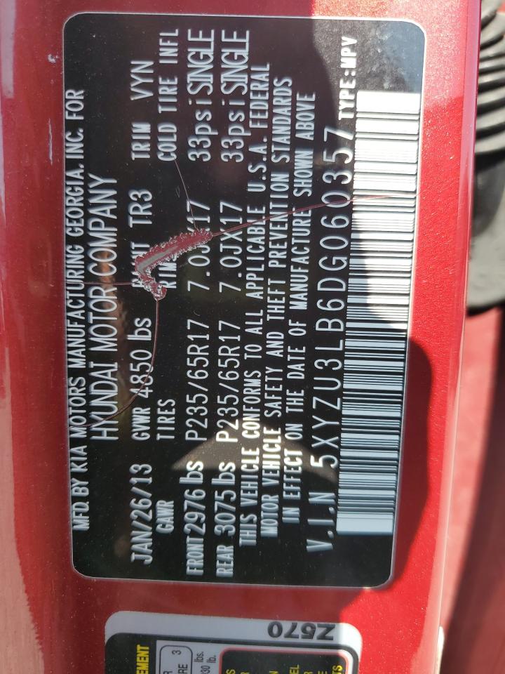 2013 Hyundai Santa Fe Sport VIN: 5XYZU3LB6DG060357 Lot: 81094225