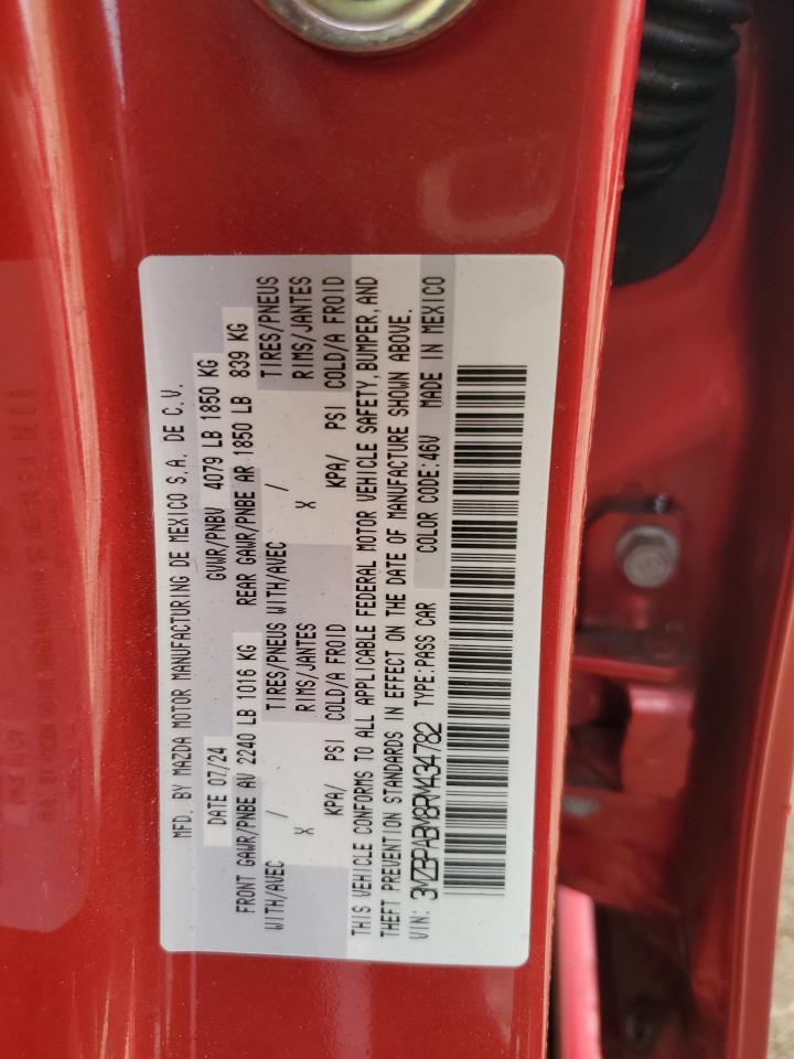 2024 Mazda 3 Select Sport VIN: 3MZBPABM8RM434782 Lot: 72039485