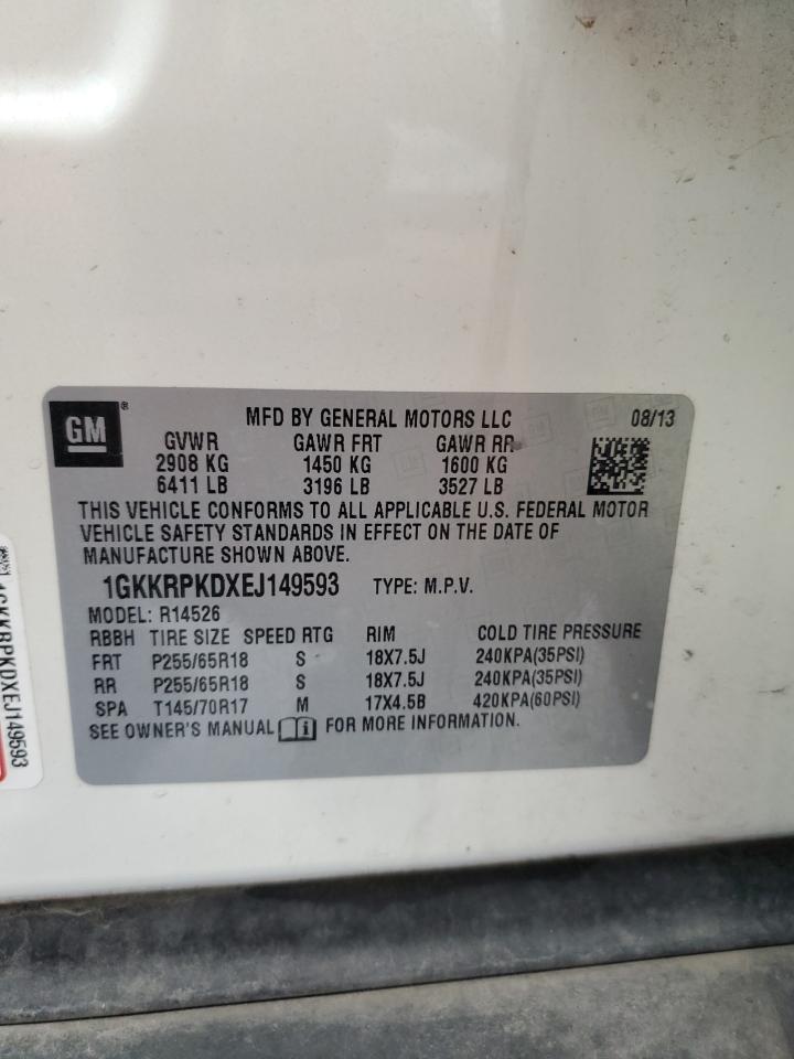 2014 GMC Acadia Sle VIN: 1GKKRPKDXEJ149593 Lot: 71227275