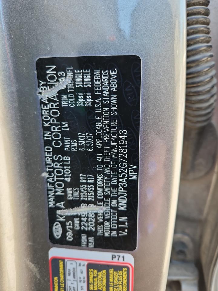 2016 Kia Soul + VIN: KNDJP3A52G7281943 Lot: 80508975