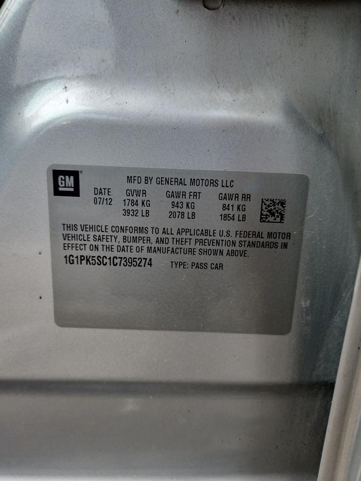 2012 Chevrolet Cruze Eco VIN: 1G1PK5SC1C7395274 Lot: 81690435