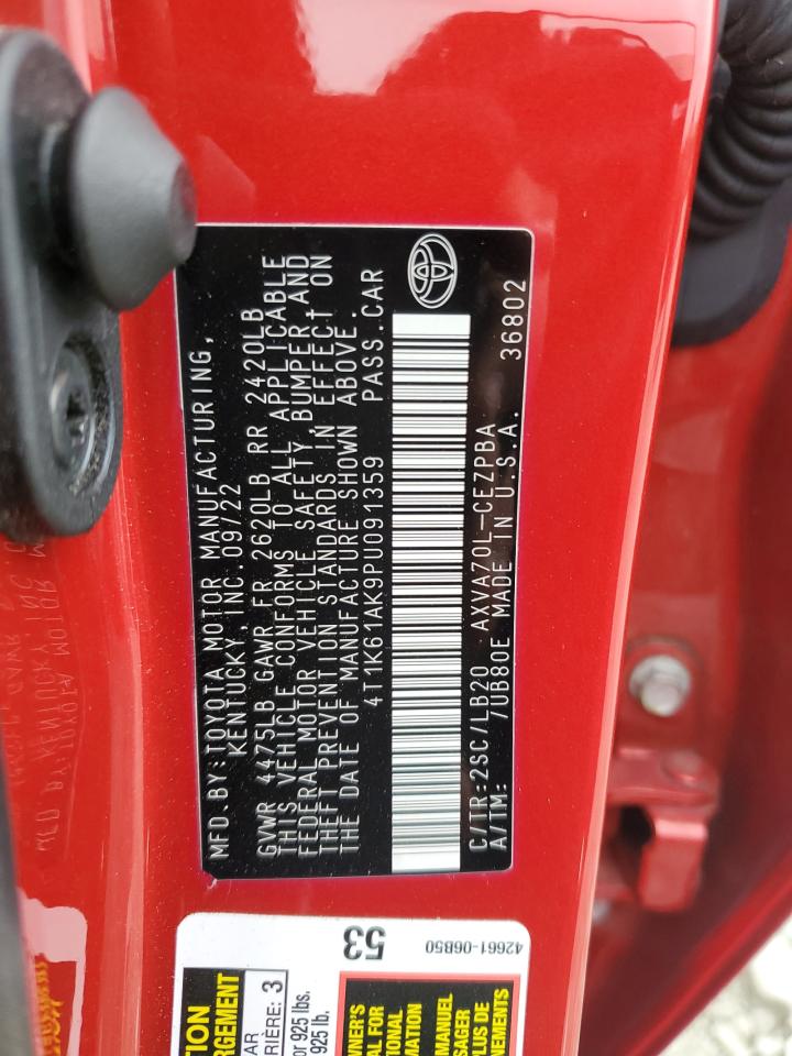 2023 Toyota Camry Xse VIN: 4T1K61AK9PU091359 Lot: 80244205