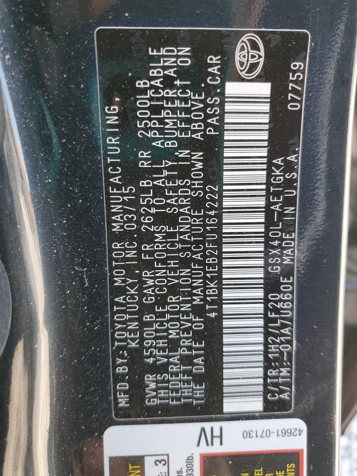 2015 Toyota Avalon Xle VIN: 4T1BK1EB2FU164222 Lot: 82129725