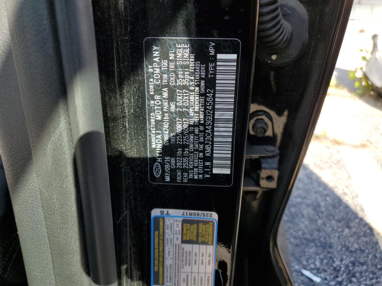 2016 Hyundai Tucson Limited VIN: KM8J3CA43GU245842 Lot: 70702715