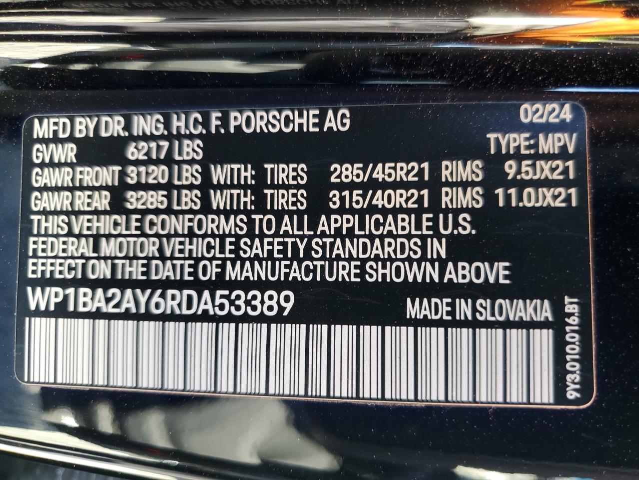 2024 Porsche Cayenne Coupe VIN: WP1BA2AY6RDA53389 Lot: 80309115