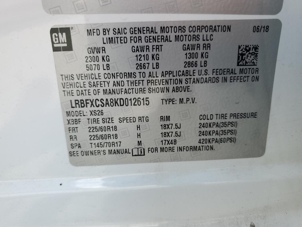 2019 Buick Envision Essence VIN: LRBFXCSA8KD012615 Lot: 80178005