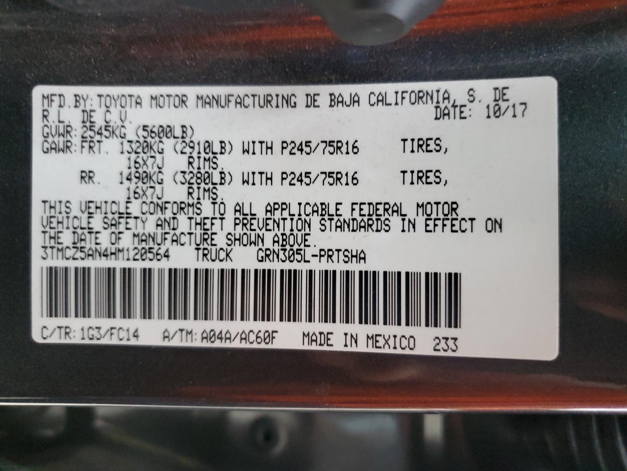 2017 Toyota Tacoma Double Cab VIN: 3TMCZ5AN4HM120564 Lot: 80151925