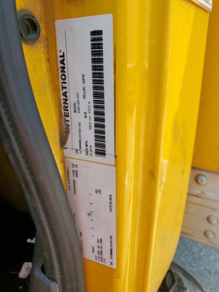 2019 International 4000 4300 VIN: 1HTMMMML2KH581168 Lot: 70839245