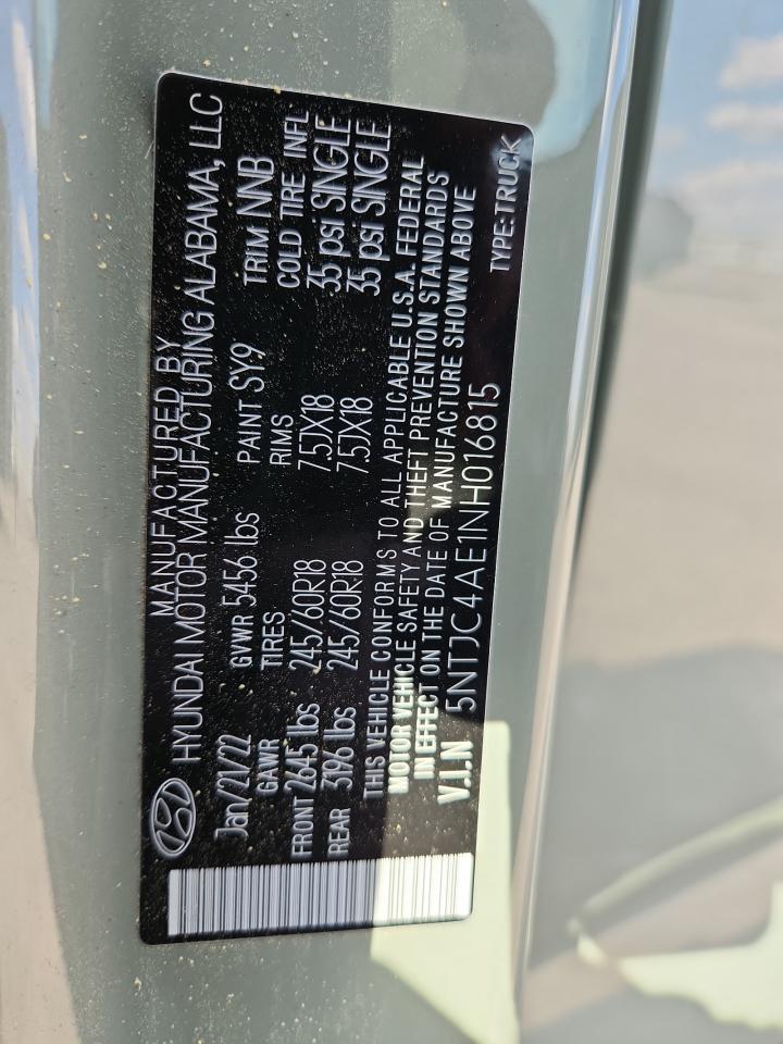 2022 Hyundai Santa Cruz Sel VIN: 5NTJC4AE1NH016815 Lot: 81763165