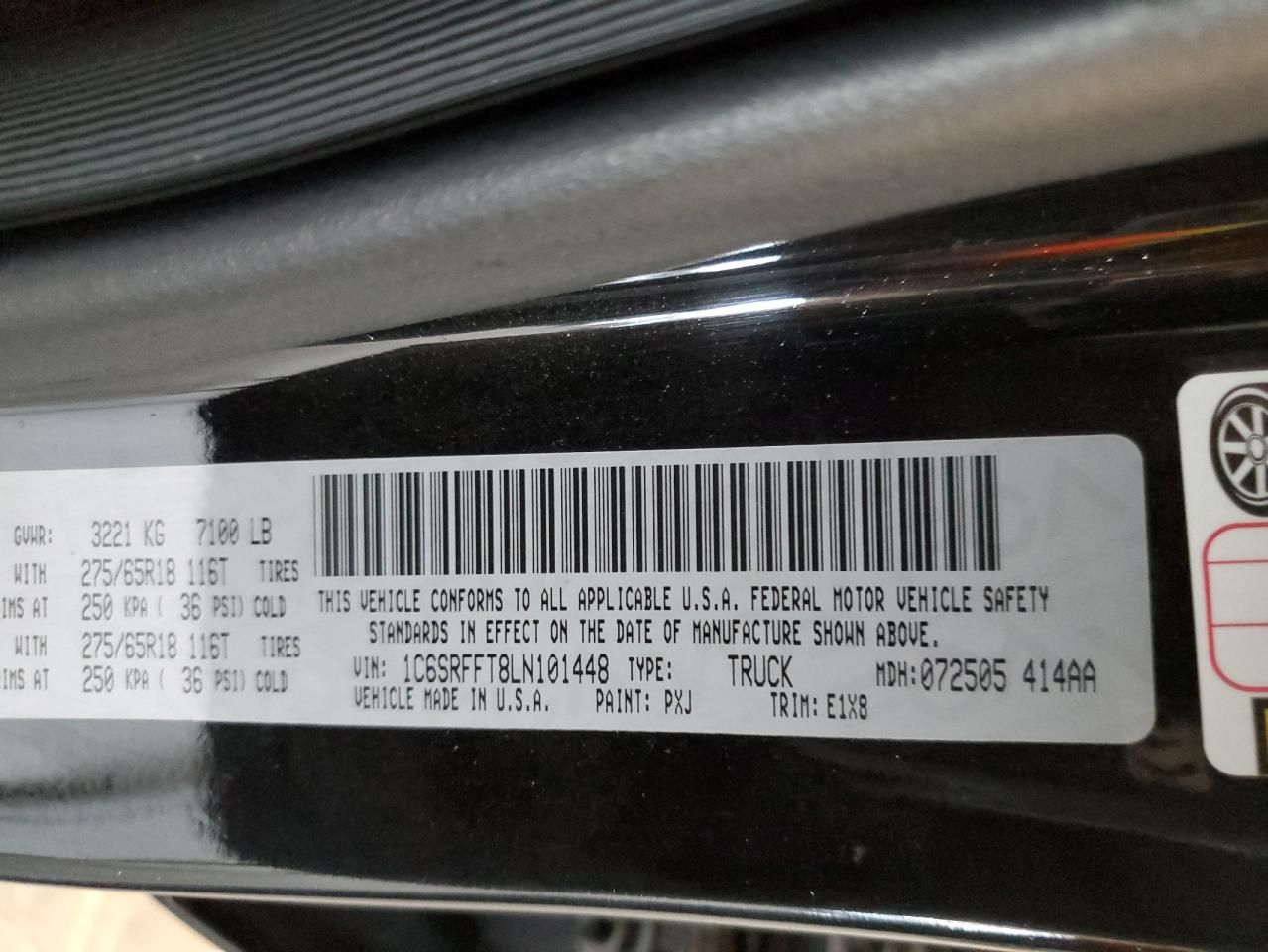 2020 Ram 1500 Big Horn/Lone Star VIN: 1C6SRFFT8LN101448 Lot: 80820715