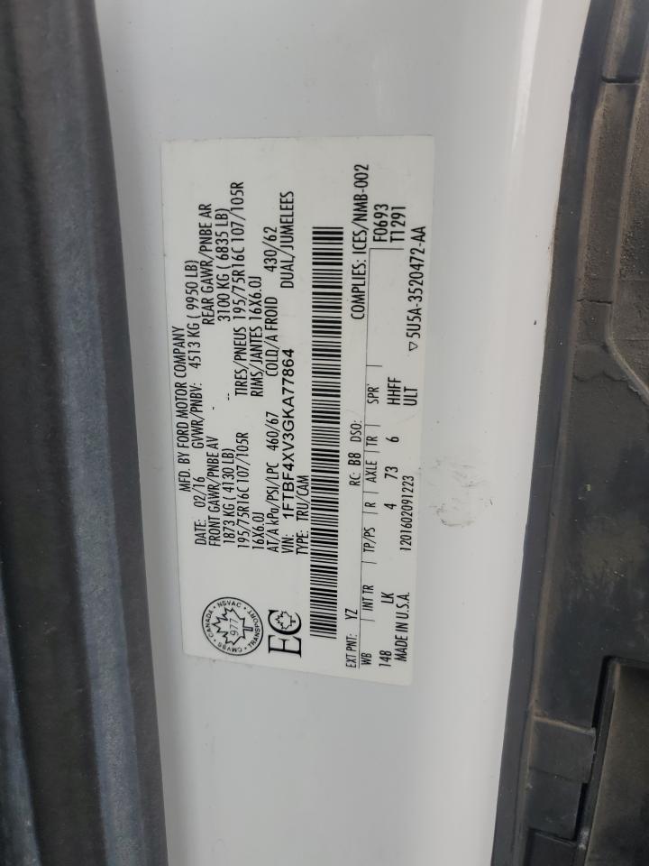 2016 Ford Transit T-350 Hd VIN: 1FTBF4XV3GKA77864 Lot: 81709675