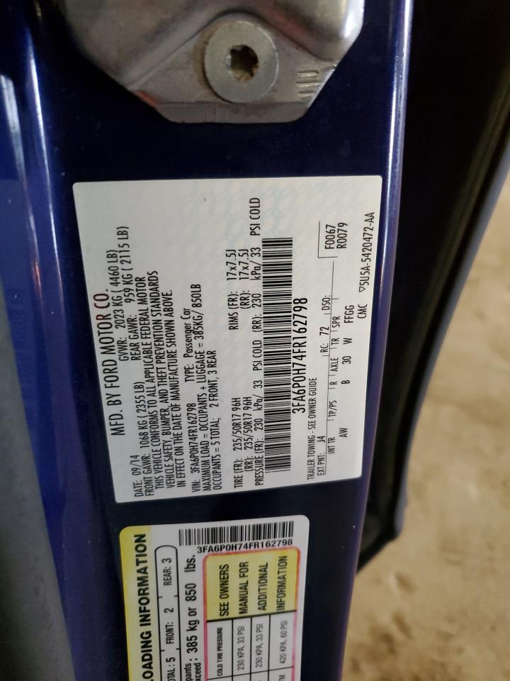 2015 Ford Fusion Se VIN: 3FA6P0H74FR162798 Lot: 83786775