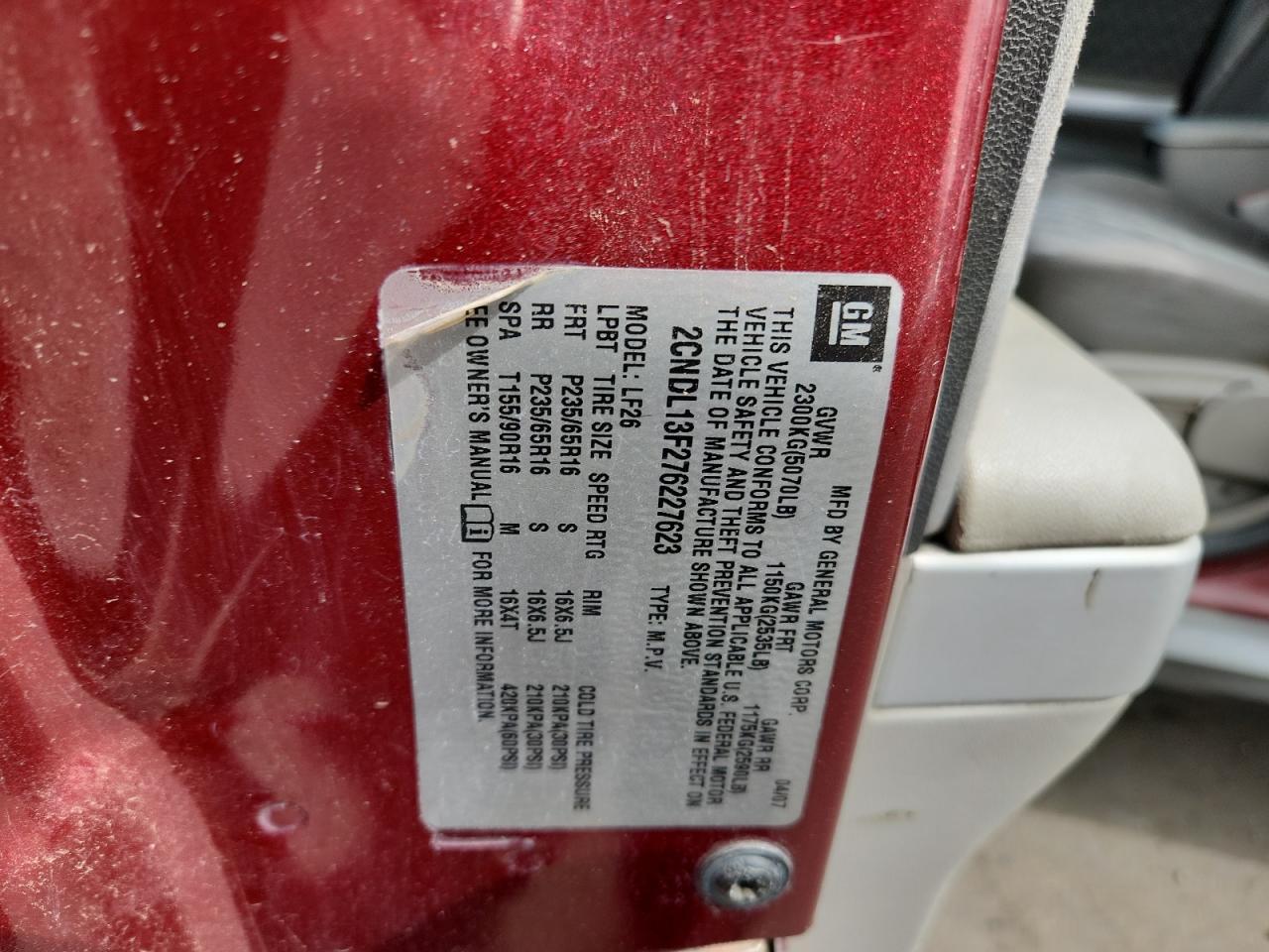 2007 Chevrolet Equinox Ls VIN: 2CNDL13F276227623 Lot: 71018115