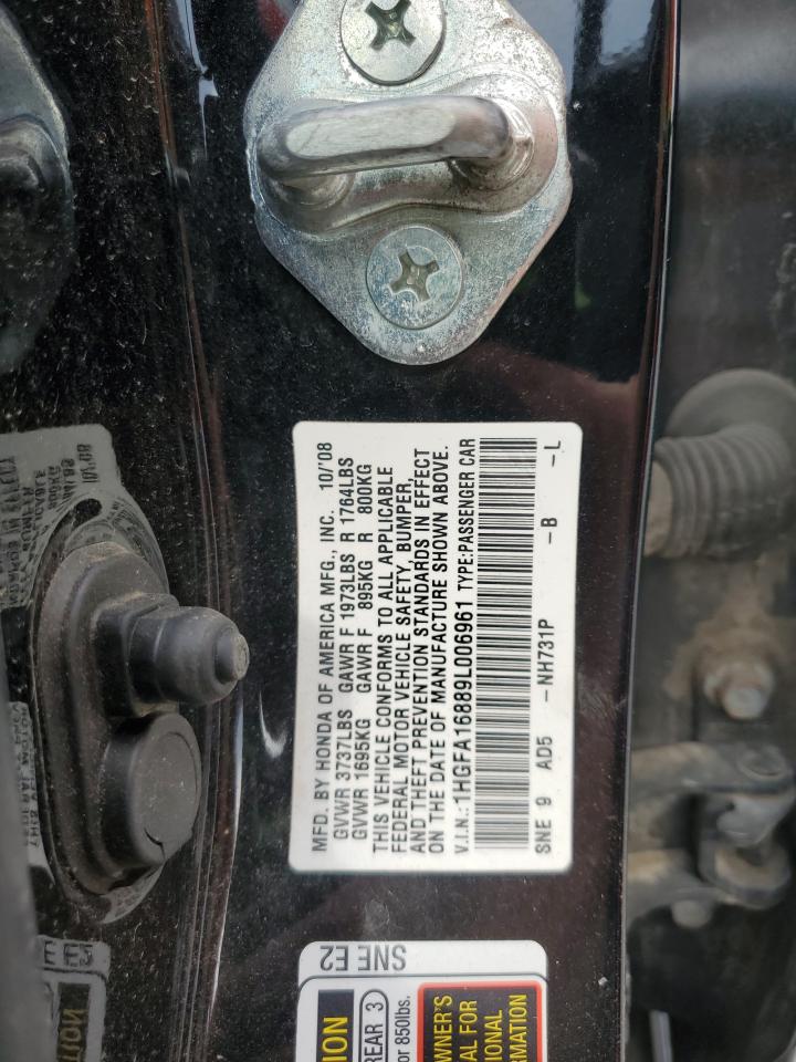 2009 Honda Civic Ex VIN: 1HGFA16889L006961 Lot: 82116935