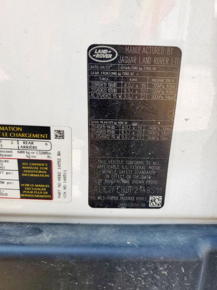 2023 Land Rover Defender 130 X-Dynamic Se VIN: SALE2FEU9P2148511 Lot: 81109015