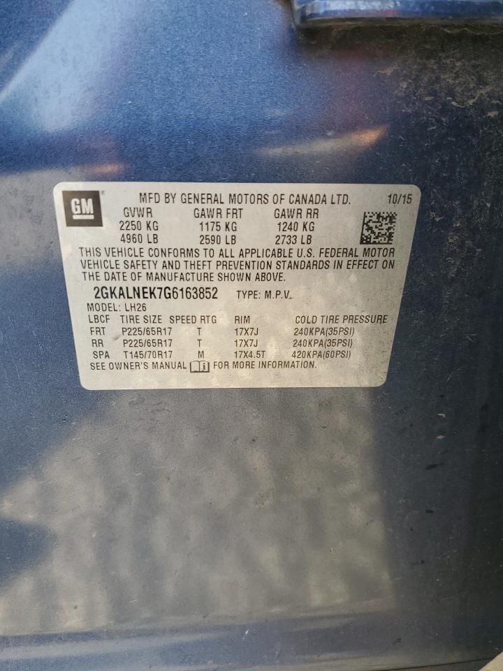 2016 GMC Terrain Sle VIN: 2GKALNEK7G6163852 Lot: 71978815