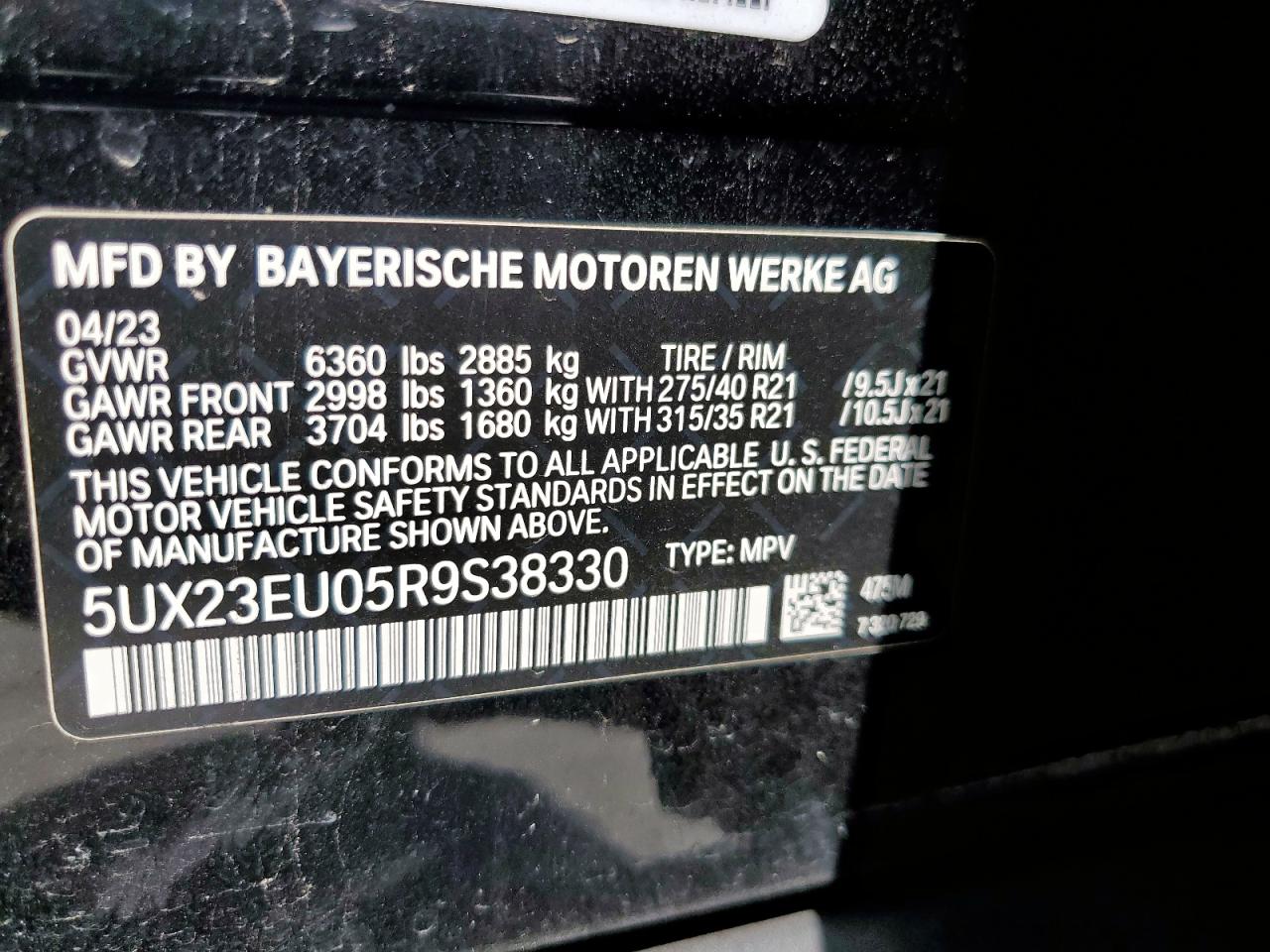 2024 BMW X5 xDrive40I VIN: 5UX23EU05R9S38330 Lot: 81241345