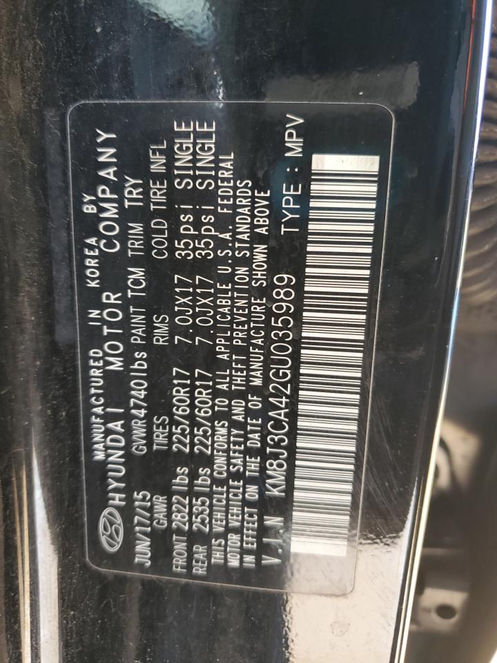 2016 Hyundai Tucson Limited VIN: KM8J3CA42GU035989 Lot: 84026265