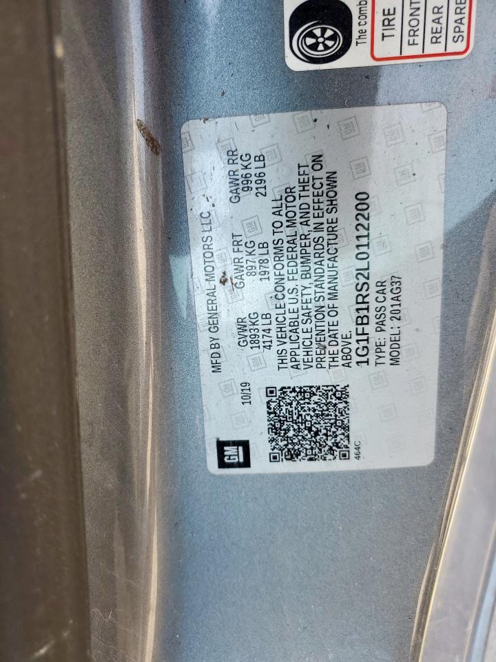 2020 Chevrolet Camaro Ls VIN: 1G1FB1RS2L0112200 Lot: 80284195