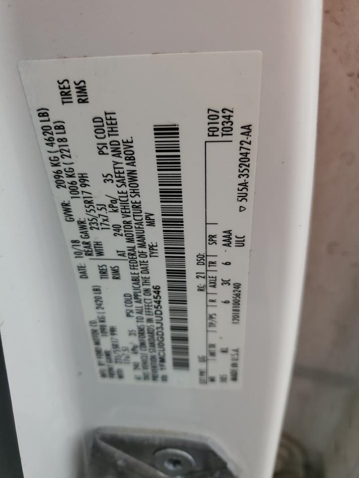 2018 Ford Escape Se VIN: 1FMCU0GD3JUD54546 Lot: 80364175