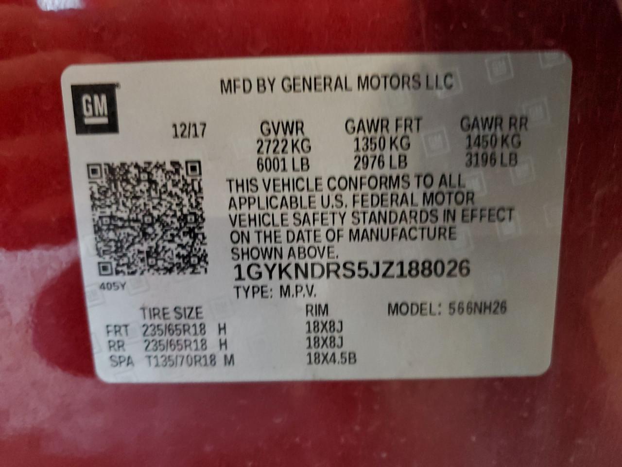 2018 Cadillac Xt5 Luxury VIN: 1GYKNDRS5JZ188026 Lot: 71684395