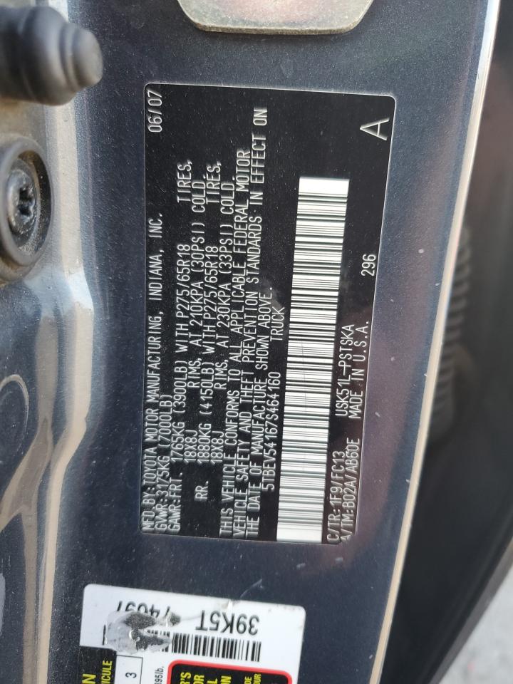 2007 Toyota Tundra Crewmax Sr5 VIN: 5TBEV54167S464160 Lot: 81516455