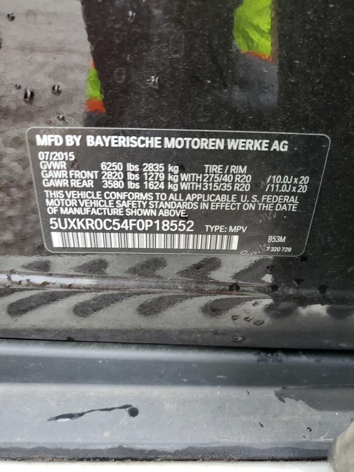 2015 BMW X5 xDrive35I VIN: 5UXKR0C54F0P18552 Lot: 82010025