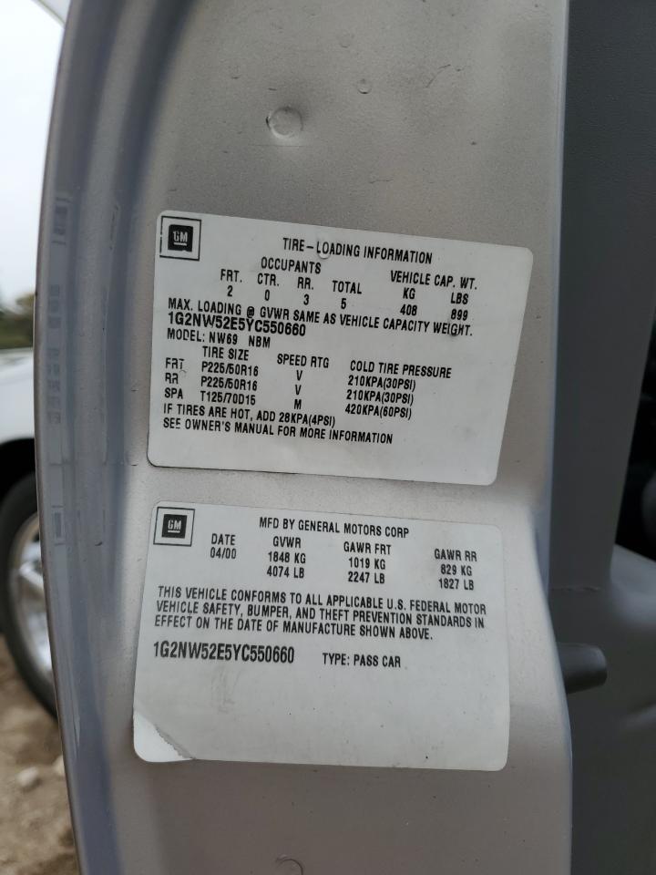 2000 Pontiac Grand Am Gt VIN: 1G2NW52E5YC550660 Lot: 81565595