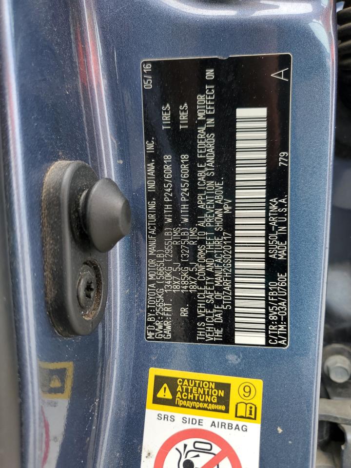 2016 Toyota Highlander Le VIN: 5TDZARFH2GS020117 Lot: 80722625