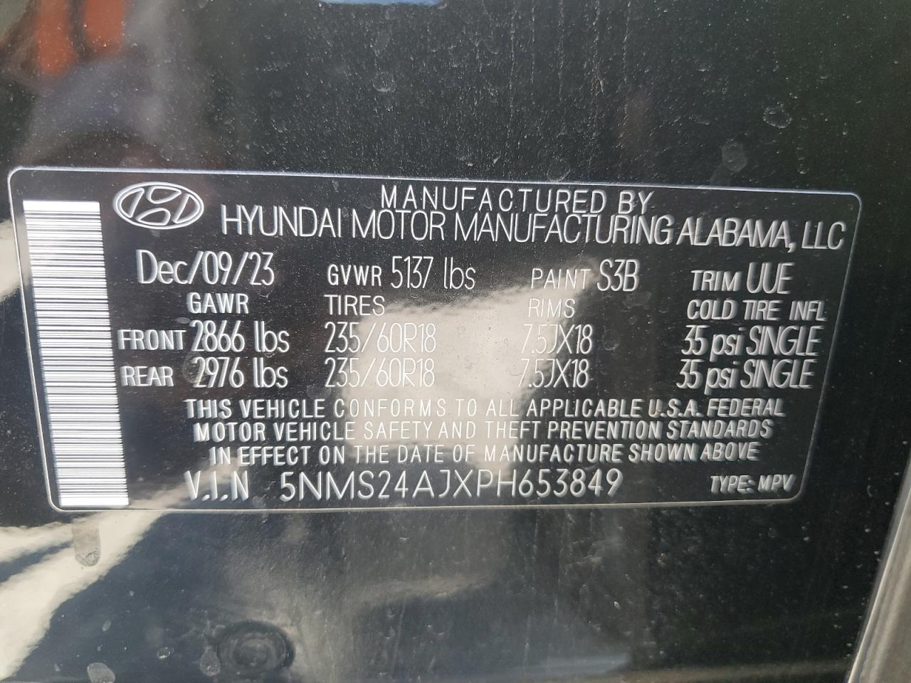 2023 Hyundai Santa Fe Sel VIN: 5NMS24AJXPH653849 Lot: 84206495