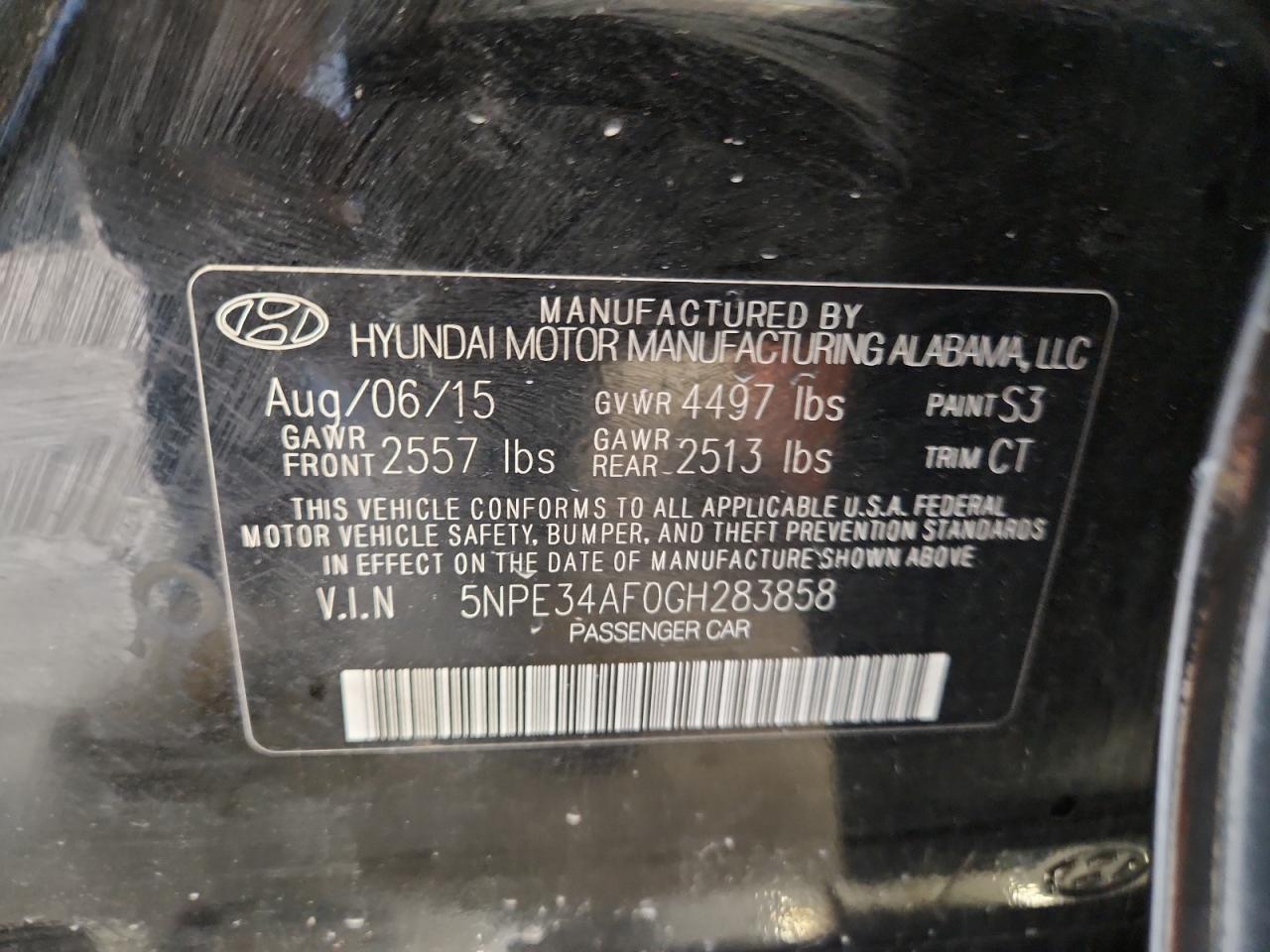 2016 Hyundai Sonata Sport VIN: 5NPE34AF0GH283858 Lot: 82137695