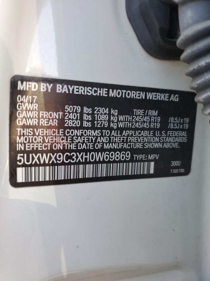 2017 BMW X3 xDrive28I VIN: 5UXWX9C3XH0W69869 Lot: 82176965