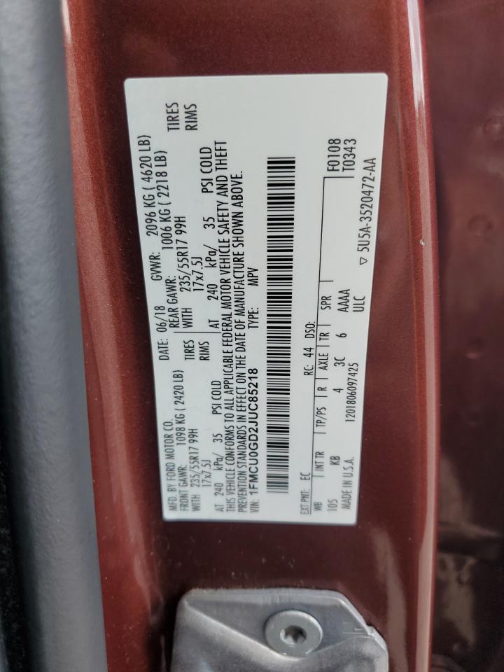 2018 Ford Escape Se VIN: 1FMCU0GD2JUC85218 Lot: 80309435