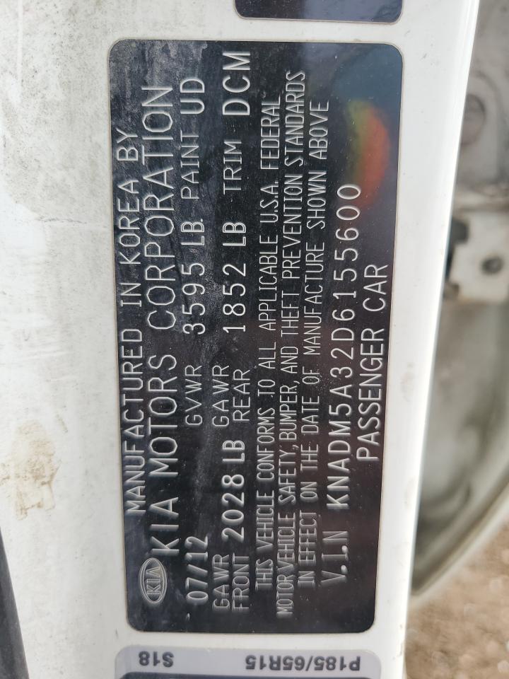 2013 Kia Rio Lx VIN: KNADM5A32D6155600 Lot: 81182105