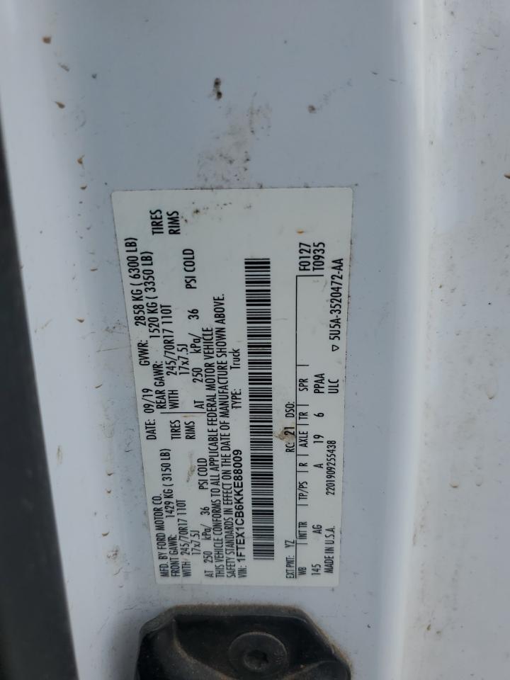 2019 Ford F150 Super Cab VIN: 1FTEX1CB6KKE88009 Lot: 82107415