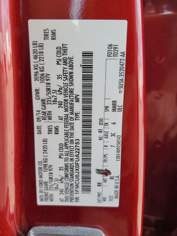 2015 Ford Escape Titanium VIN: 1FMCU0JX0FUA22753 Lot: 71820535