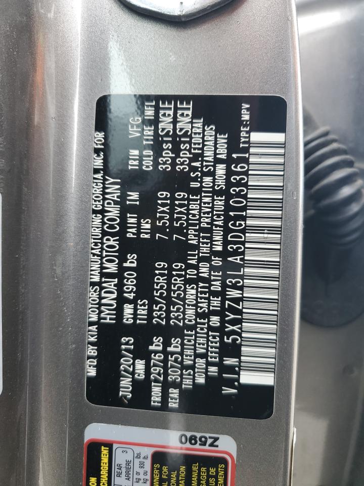 2013 Hyundai Santa Fe Sport VIN: 5XYZW3LA3DG103361 Lot: 84017695