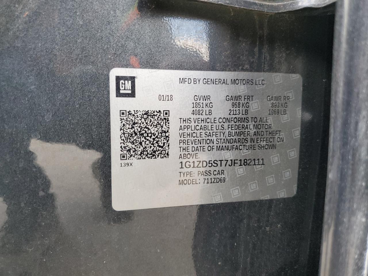 2018 Chevrolet Malibu Lt VIN: 1G1ZD5ST7JF182111 Lot: 71057765