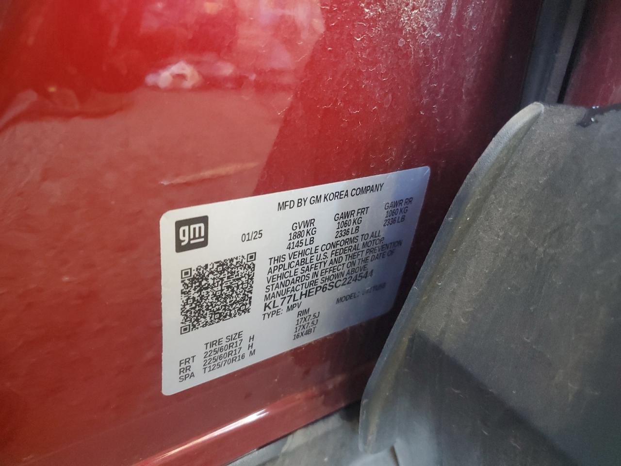 2025 Chevrolet Trax 1Lt VIN: KL77LHEP6SC224544 Lot: 84612185