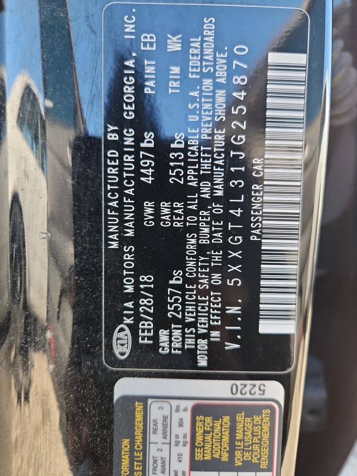 2018 Kia Optima Lx VIN: 5XXGT4L31JG254870 Lot: 84207045