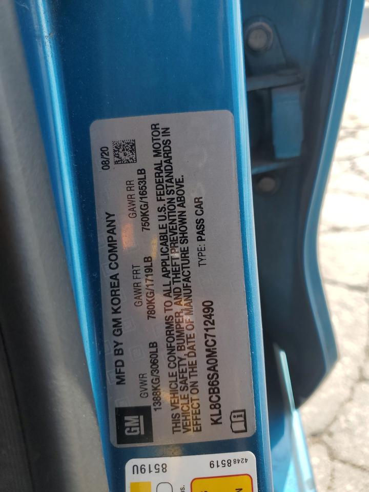 2021 Chevrolet Spark Ls VIN: KL8CB6SA0MC712490 Lot: 83941835