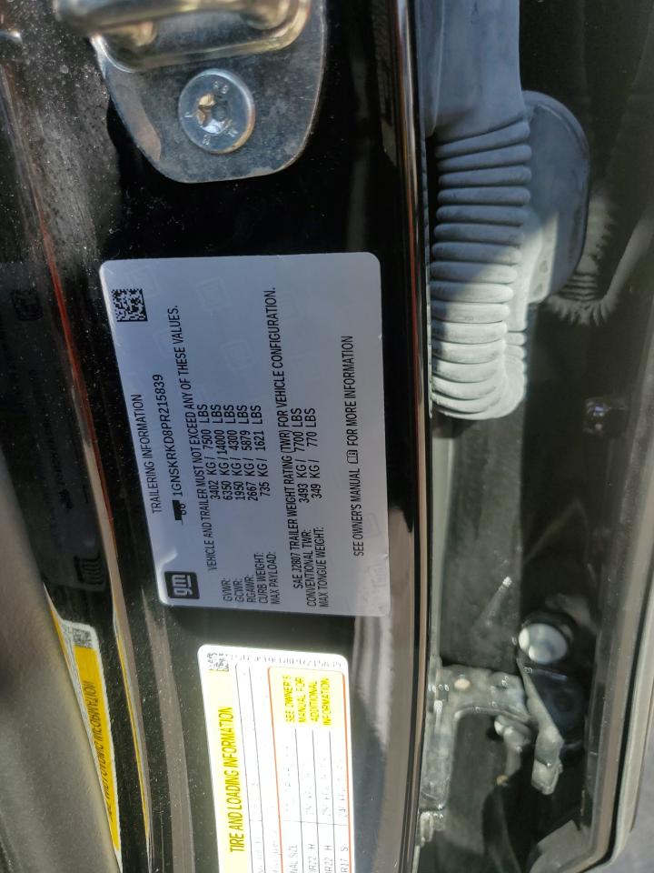 2023 Chevrolet Tahoe K1500 Rst VIN: 1GNSKRKD8PR215839 Lot: 81116105