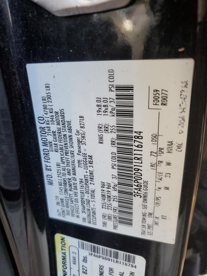 2020 Ford Fusion Titanium VIN: 3FA6P0D91LR116784 Lot: 81420215