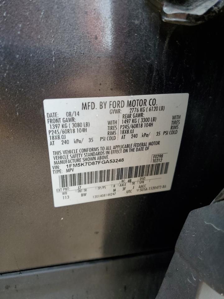 2015 Ford Explorer Xlt VIN: 1FM5K7D87FGA53248 Lot: 71012985