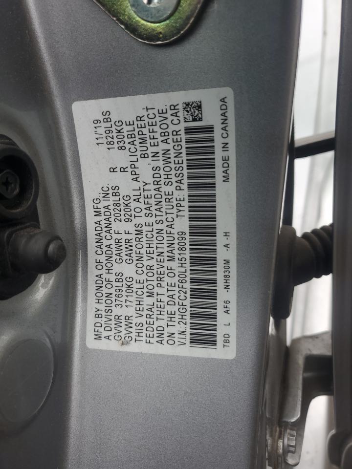 2020 Honda Civic Lx VIN: 2HGFC2F60LH518099 Lot: 81245825