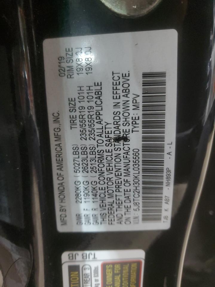 2019 Acura Rdx VIN: 5J8TC2H30KL035560 Lot: 84250445