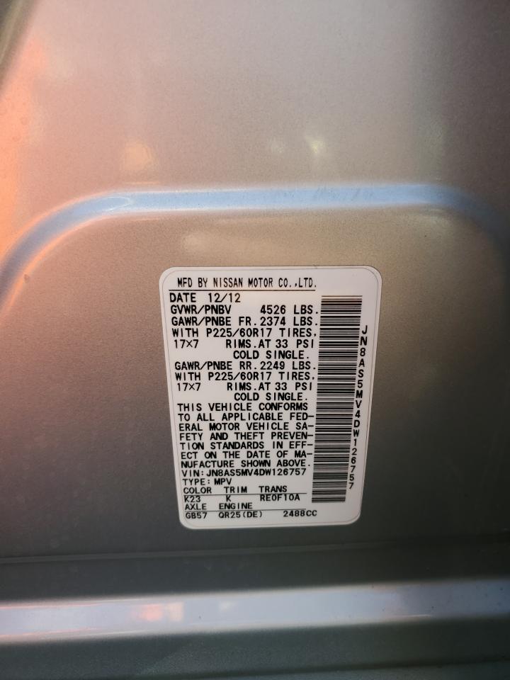 2013 Nissan Rogue S VIN: JN8AS5MV4DW126757 Lot: 84053615