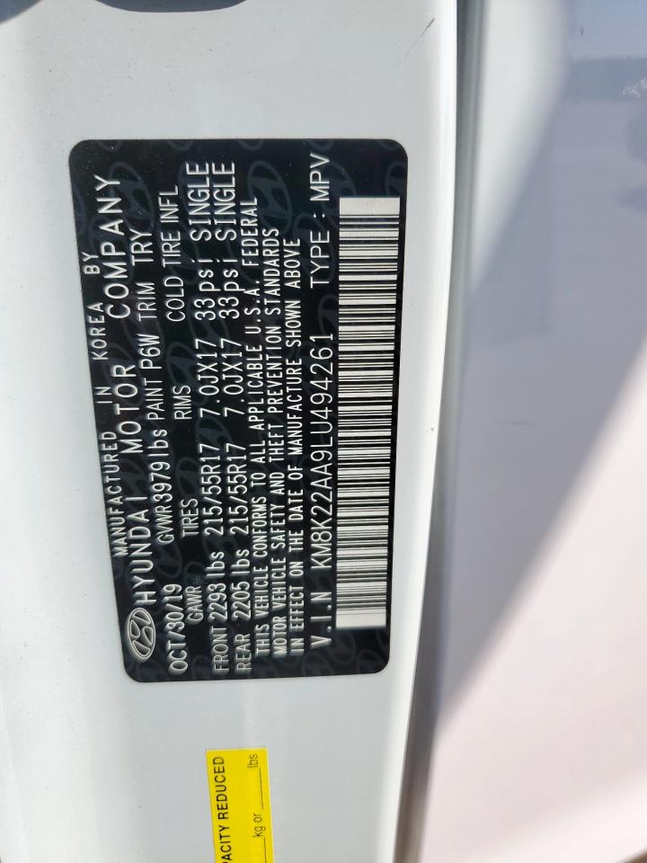 2020 Hyundai Kona Sel VIN: KM8K22AA9LU494261 Lot: 84384475