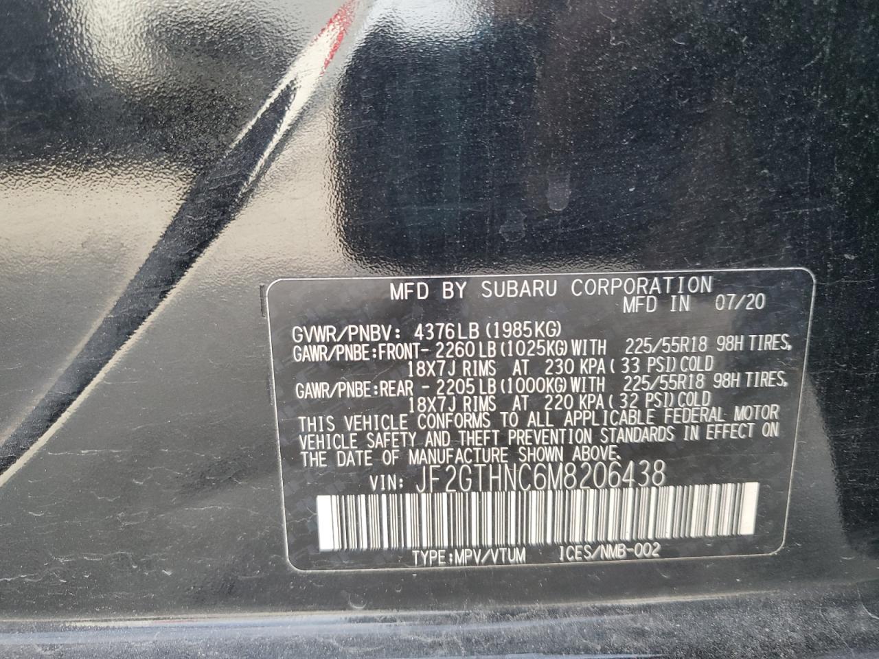 2021 Subaru Crosstrek Limited VIN: JF2GTHNC6M8206438 Lot: 72074615