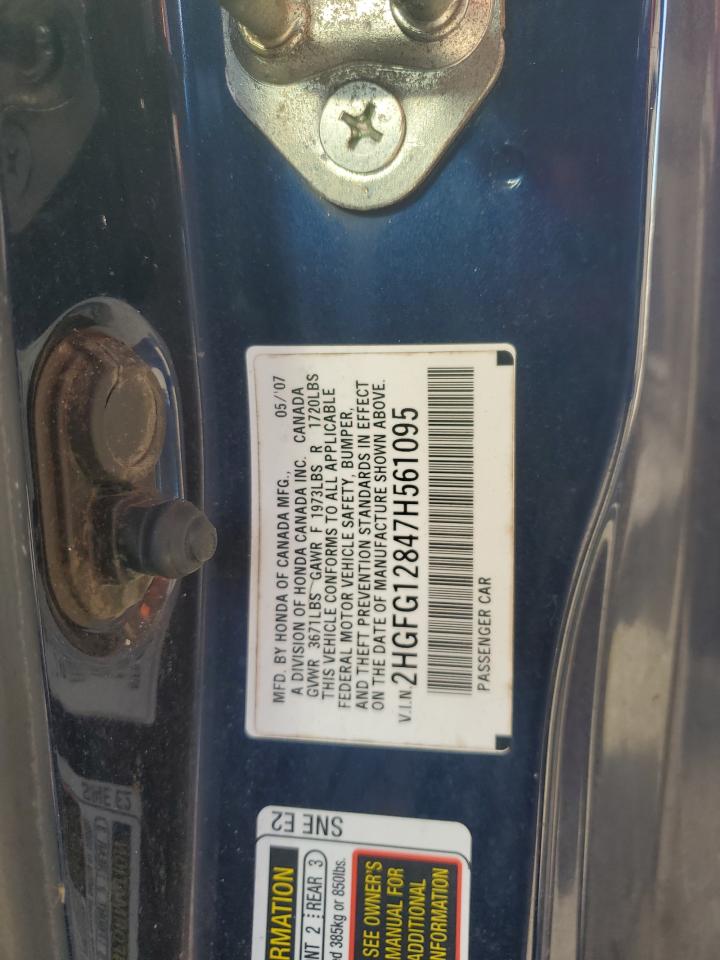 2007 Honda Civic Ex VIN: 2HGFG12847H561095 Lot: 81703485